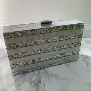 Silver & Ivory Marble Striped Box Purse